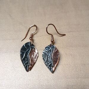 Silver And Rose Gold Leaf Earrings
